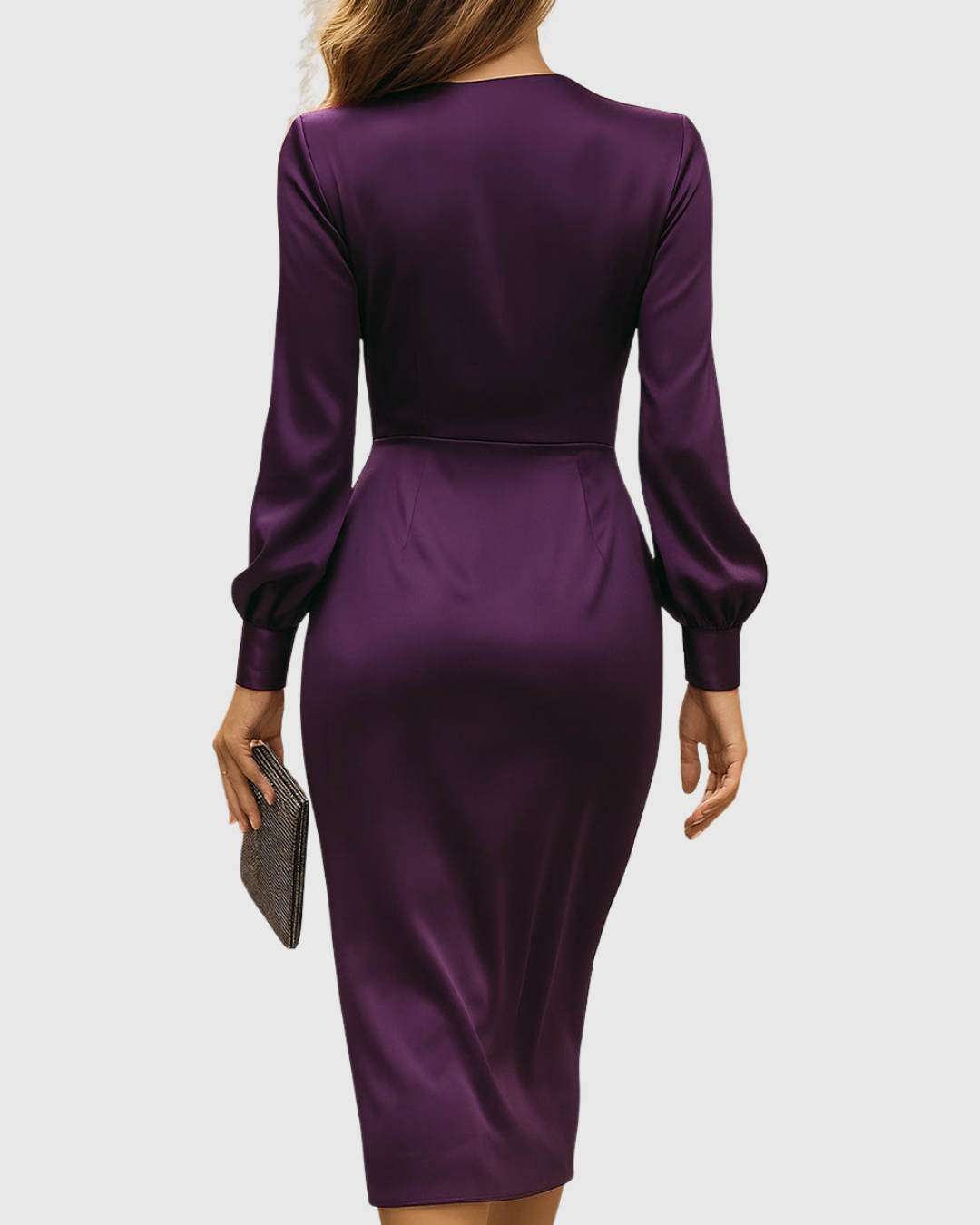 Cerelia | Deep Plum Satin Wrap Dress