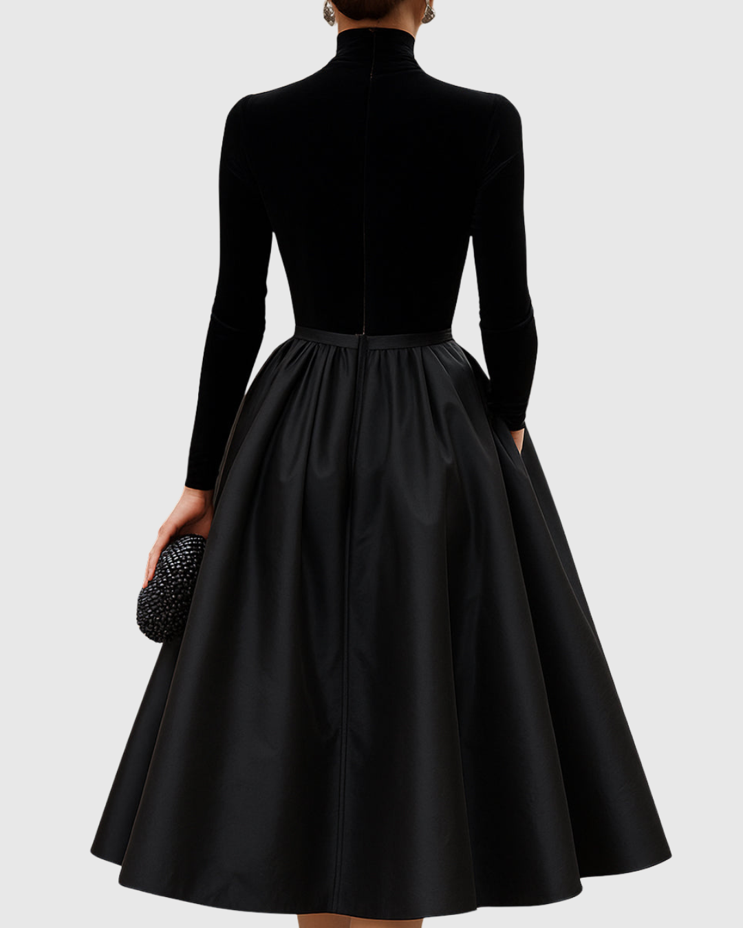 Aradia | Elegant Black Velvet and Satin Dress