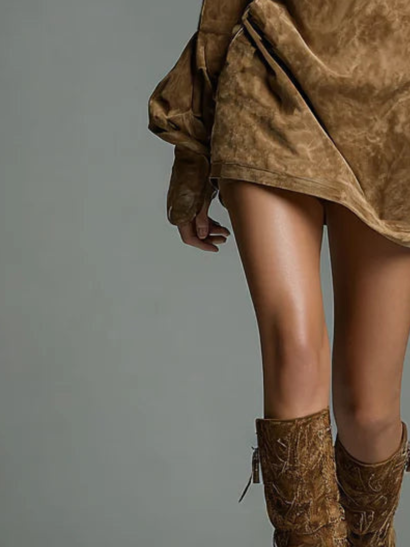 Hilda | Suede Turtleneck Dress