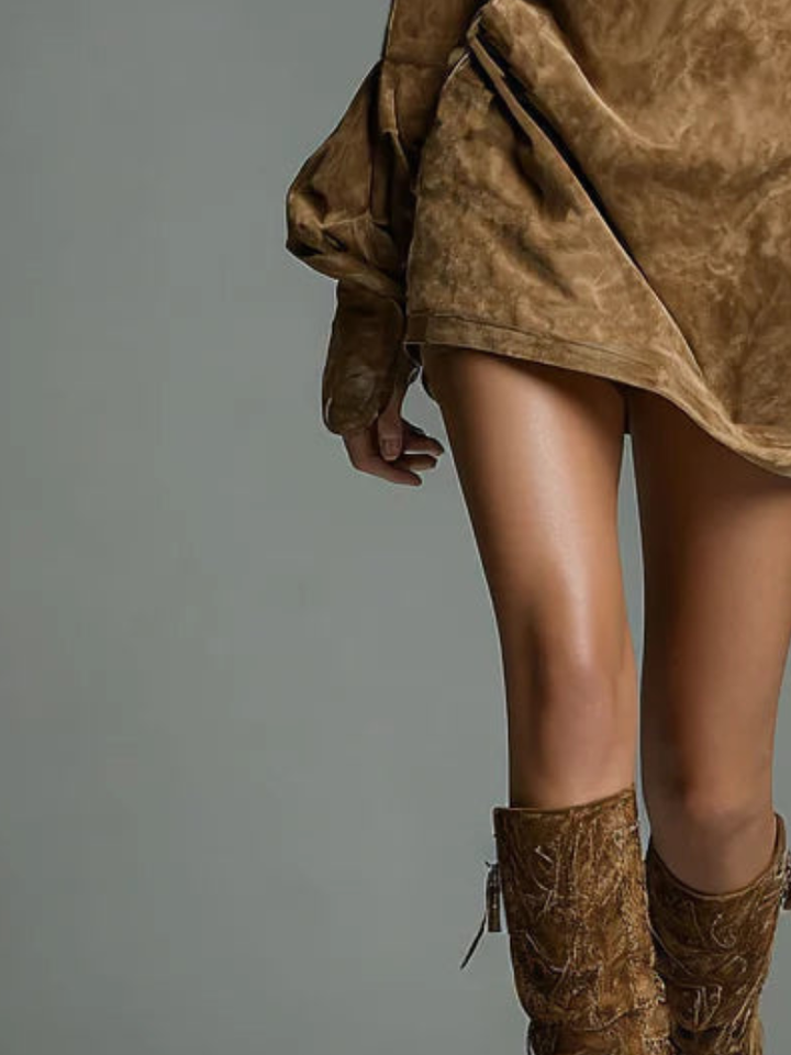 Hilda | Suede Turtleneck Dress