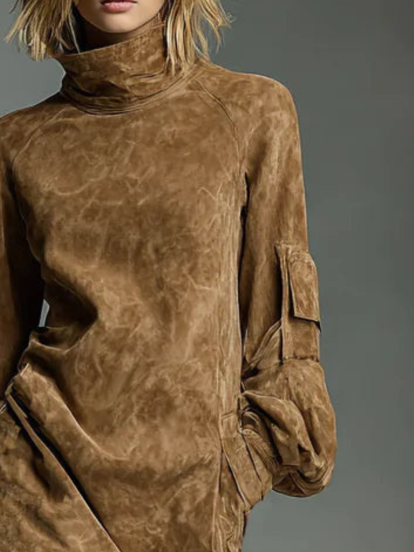 Hilda | Suede Turtleneck Dress