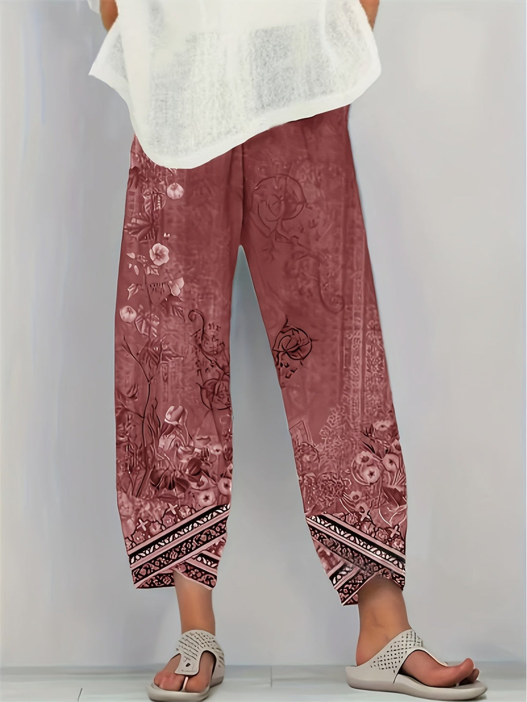 Betsan – Botanical Print Wide-Leg Trousers
