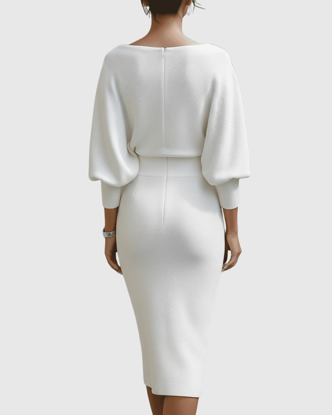 Ismeria | White Draped Batwing Dress