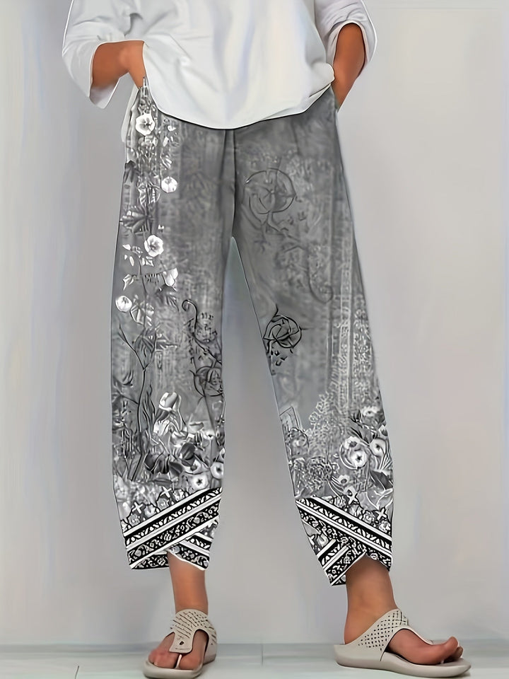 Betsan – Botanical Print Wide-Leg Trousers