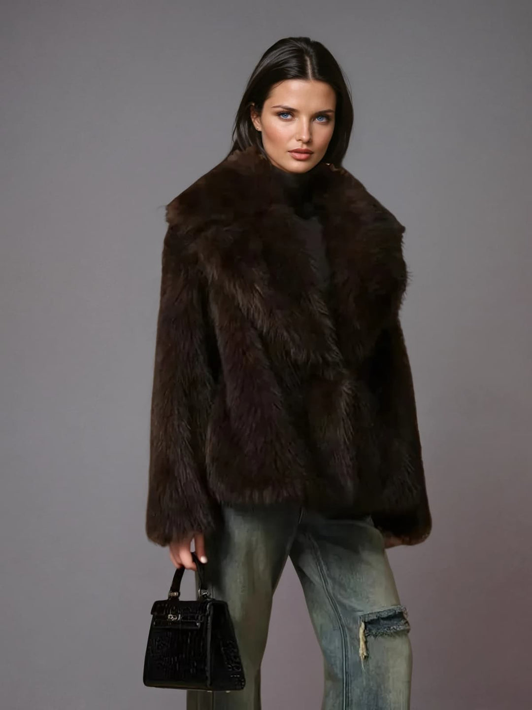 Neldrin Folded Collar Fleece Coat