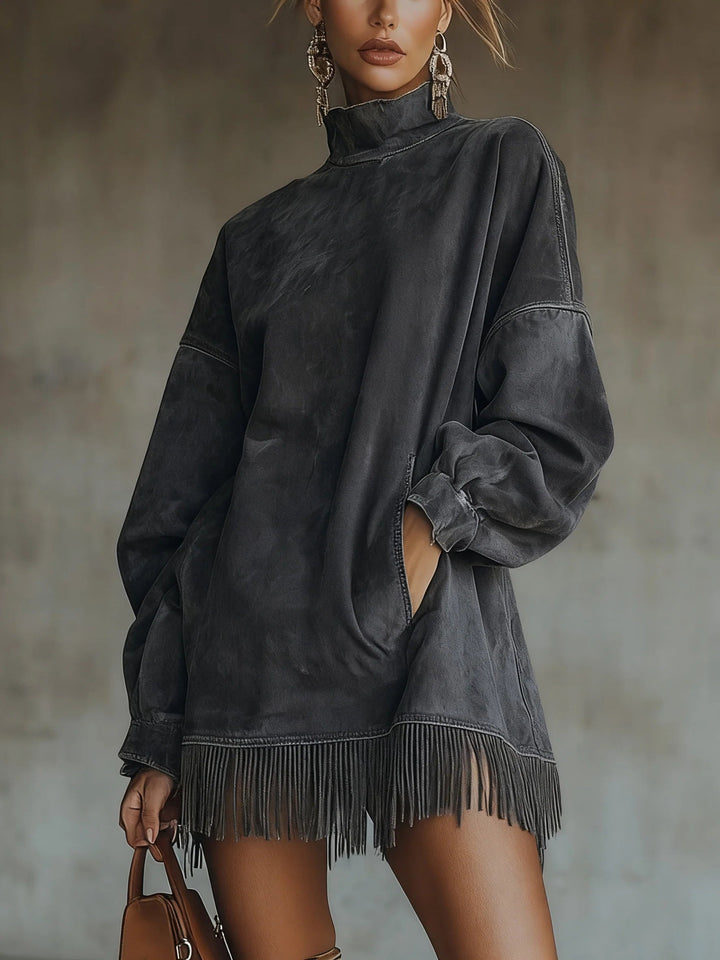 Sheril | Suede Fringe Dress