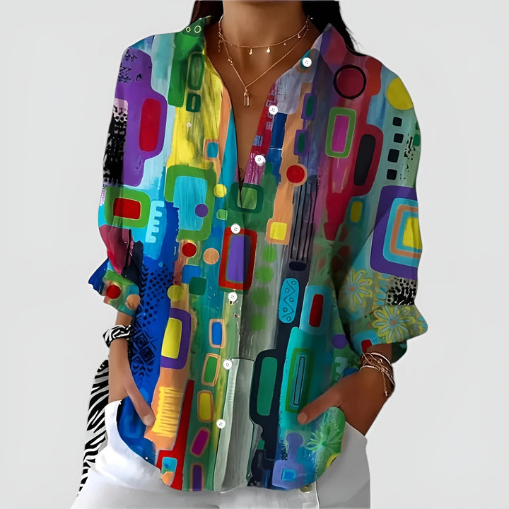 Kathleen - Blouse with Geometric Pattern